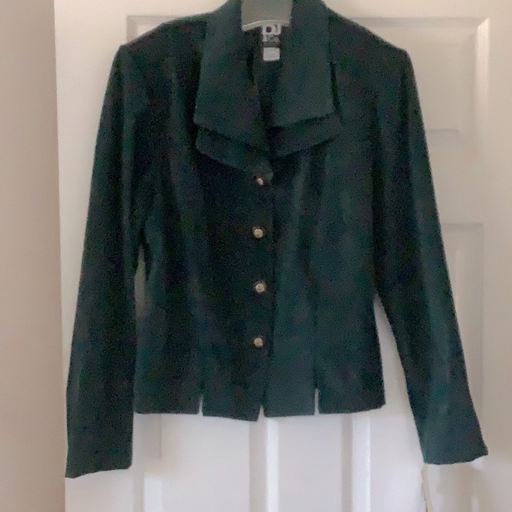 Vintage DJ and Co. Hunter Green Suede Fabric Two-piece Suit (NET)